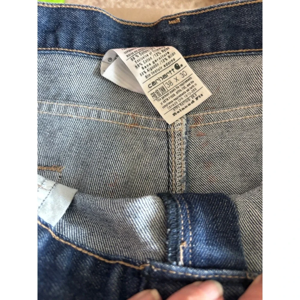Carhartt FR Relaxed Fit Straight Leg Jeans Mens 38x30 Blue Denim FRB160 DNM HRC3